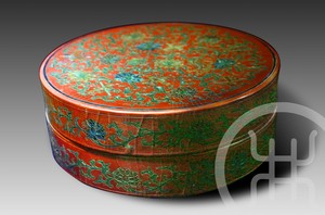 犀皮八宝漆雕圆盒